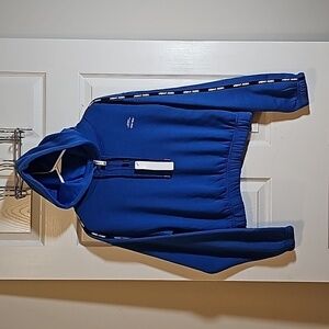 Chicoree Salted Basics Long Sleeve Cropped Hoodie Sweatshirt Blue Size S